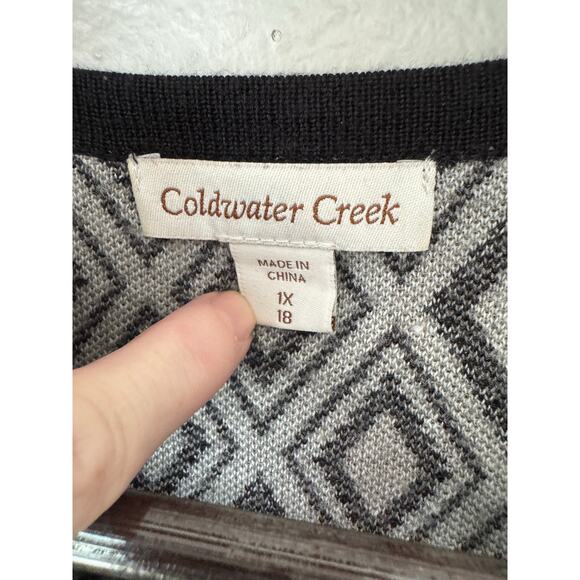Coldwater Creek Wool Blend Black and White Zip Front Sweater Size 1X - Picture 5 of 6